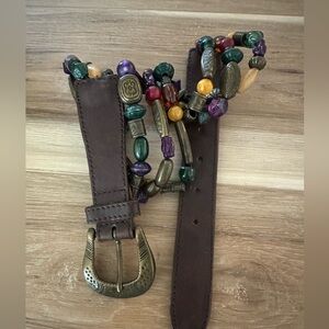 Vintage The Limited Leather/Beaded Belt S